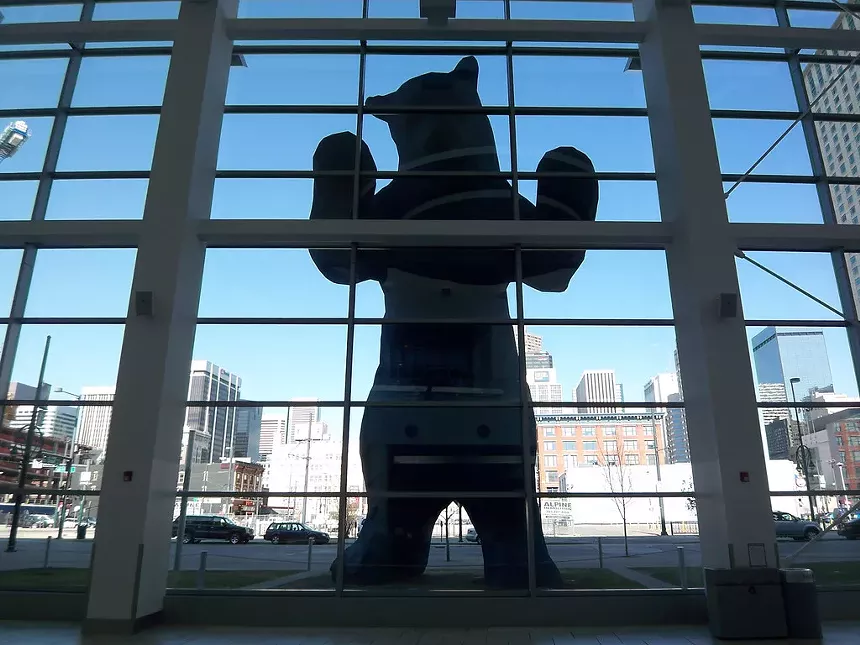 Blue Bear art installation in downtown Denver, Colorado.