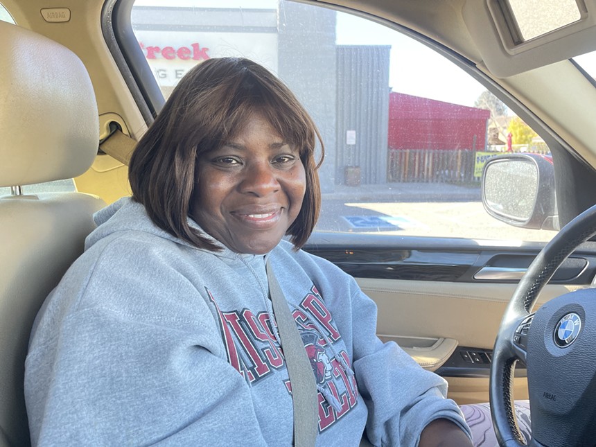 Colorado gig driver Sandra Parker-Murray in her car.