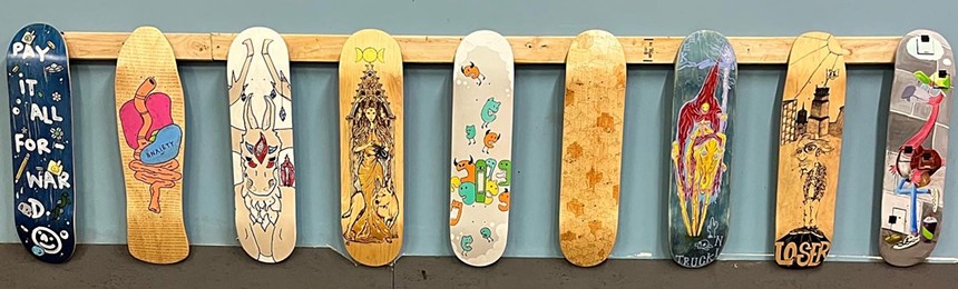 decorated skateboard decks