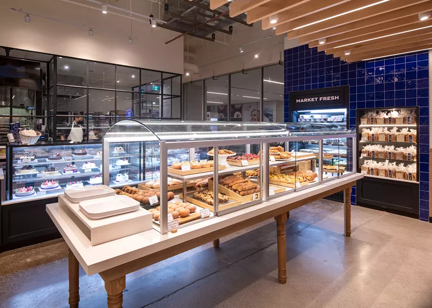 a bakery case filled with pastries