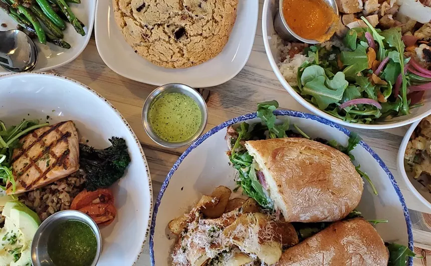 An overhead shot of New American fare