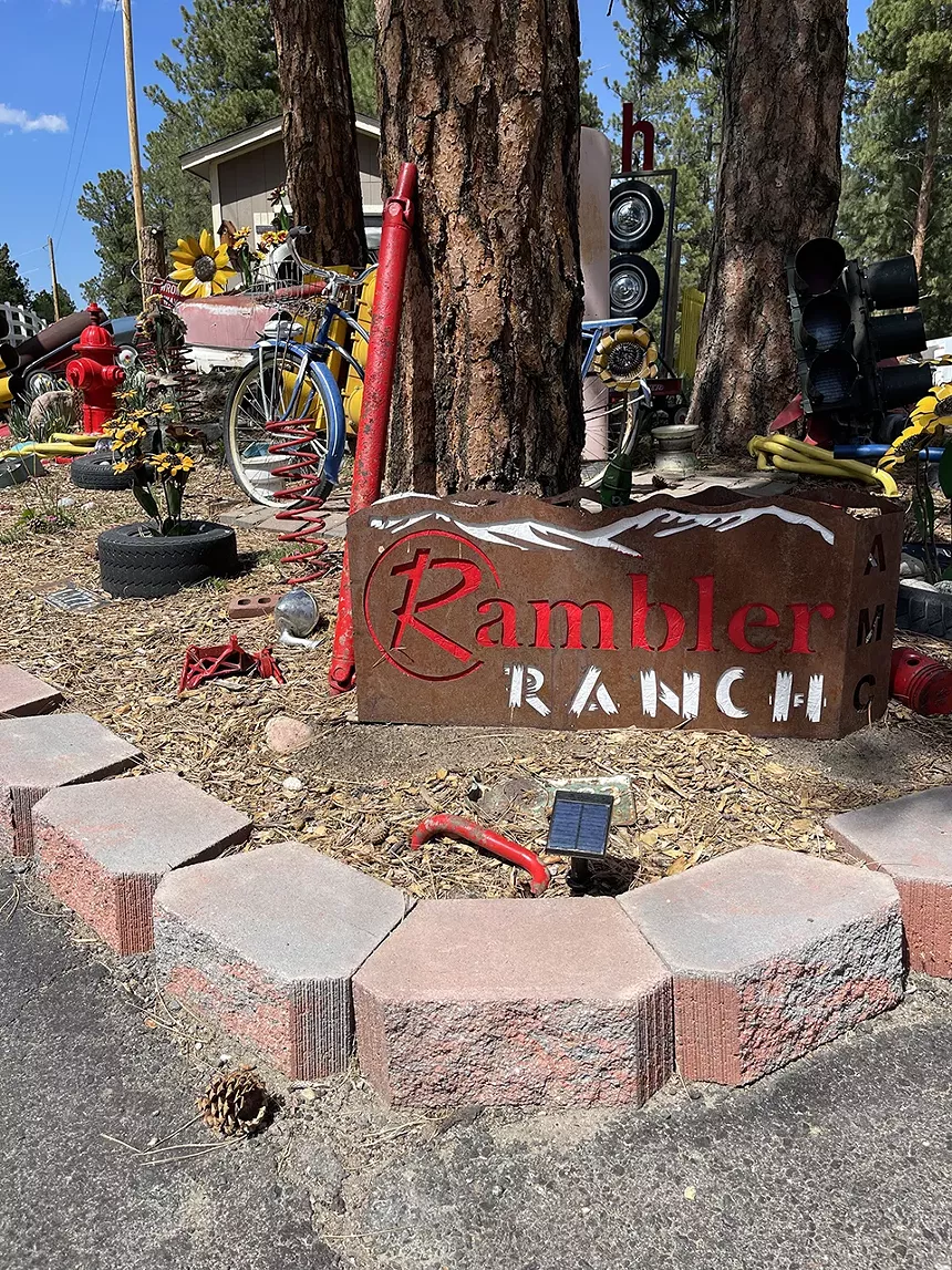 Rambler Ranch sign and stuff at entrance
