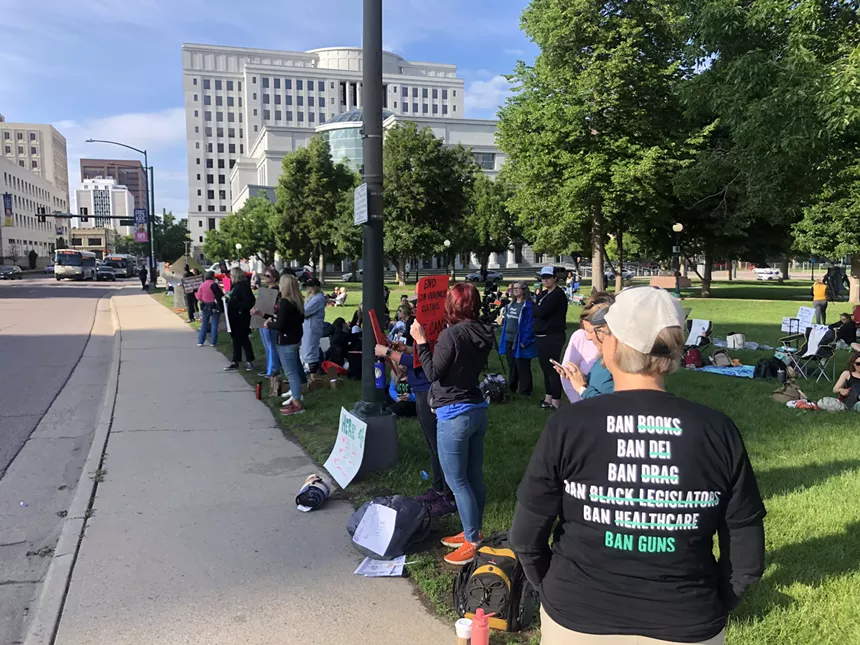 Here4TheKids protesters at the Colorado State Capitol building on June 5.