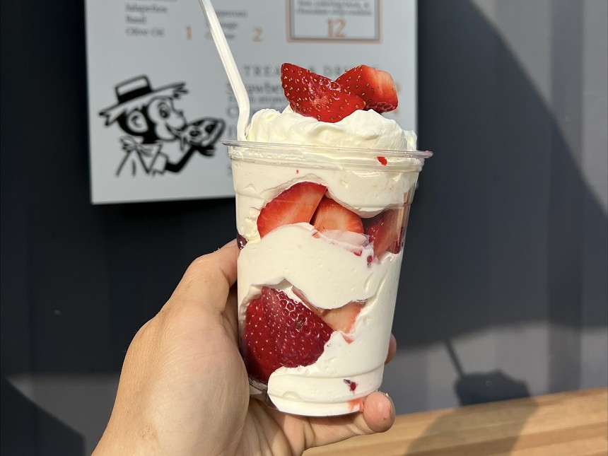 Strawberries and cream in a cup