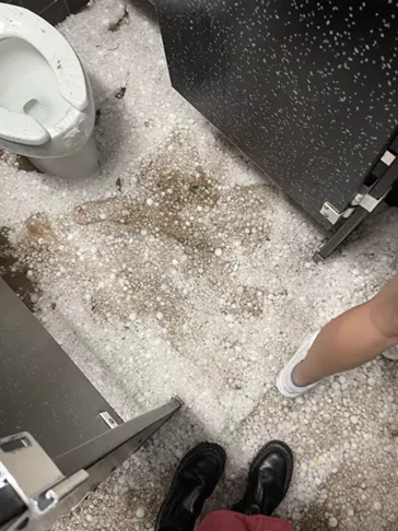 Hail at Red Rocks during the June 21 storm.