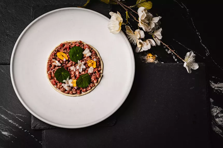 steak tartare on a white plate
