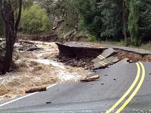 damaged highways in flood.