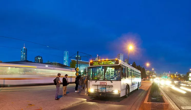 An RTD bus somewhere in Denver, Colorado.