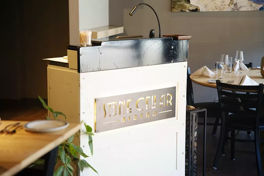 a host stand inside a restaurant