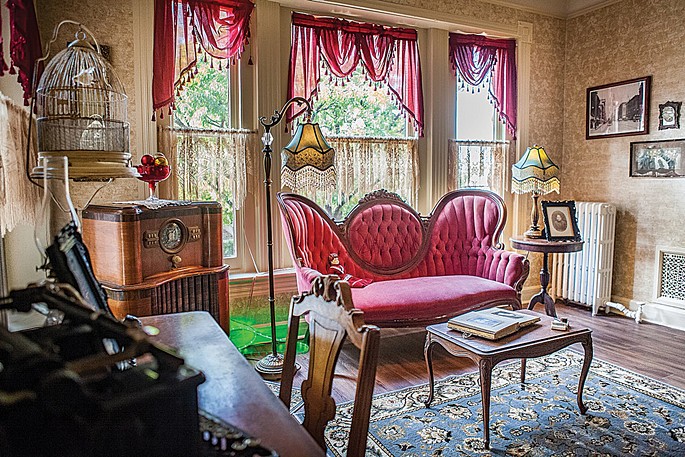 A victorian room in the Marijuana Mansion in Denver