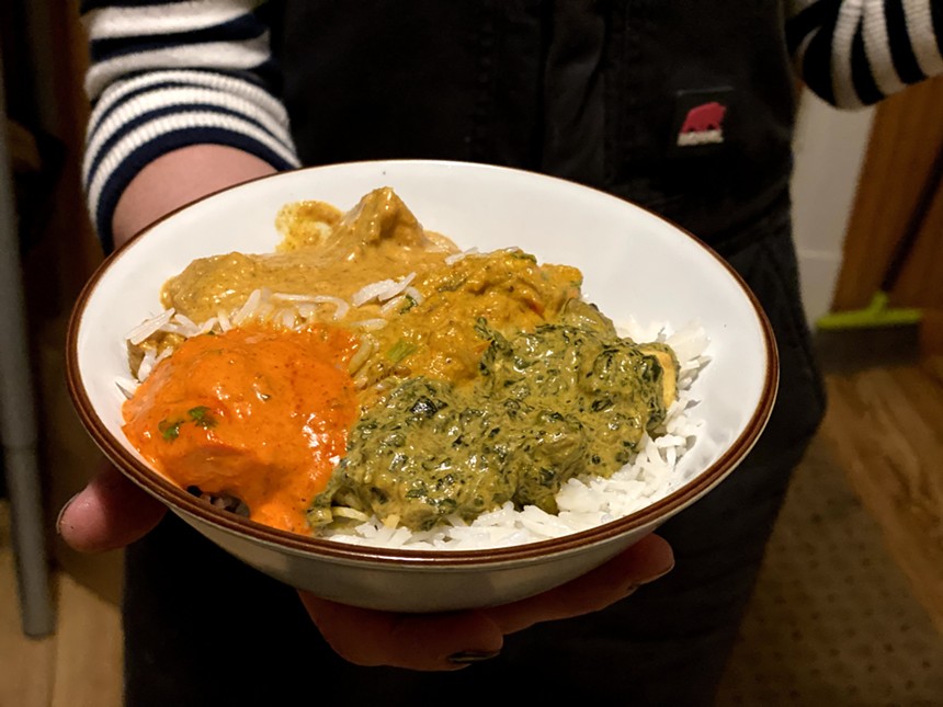 Indian curries over rice