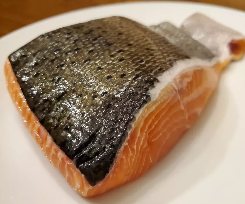 a raw salmon filet