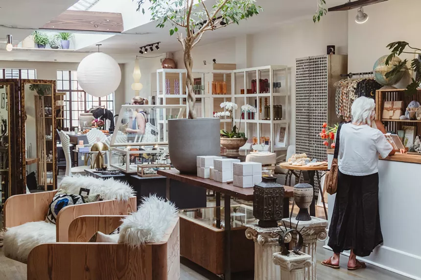 The interior of the modern nomad, filled with home goods and curated around a chic, modern aesthetic.
