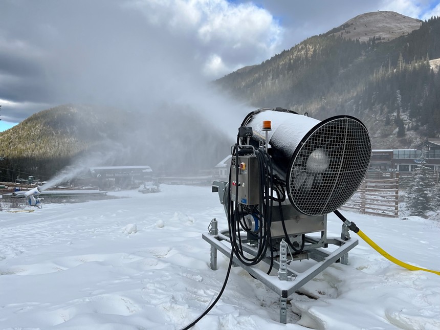 snow-making machine at Colorado ski resort.