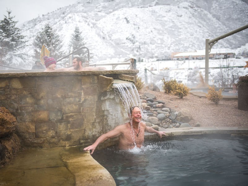 Guest soaking at Iron Mountain Hot Springs