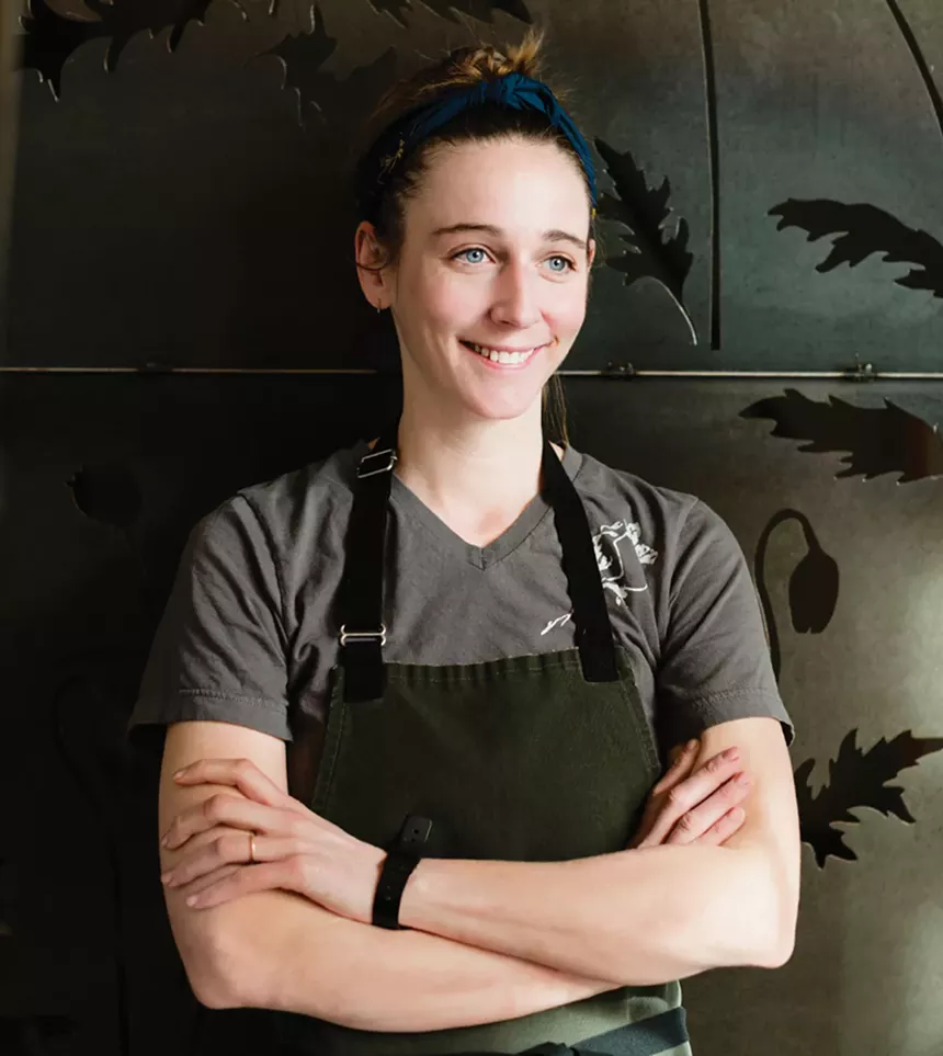 a woman in an apron