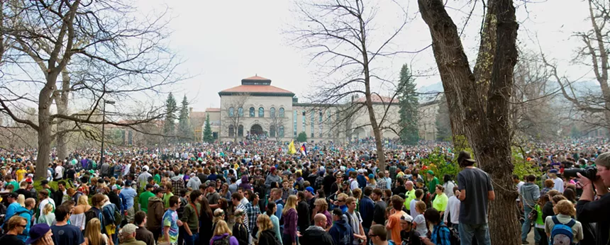 The University of Colorado Boulder on 4/20 in the early 2000s.