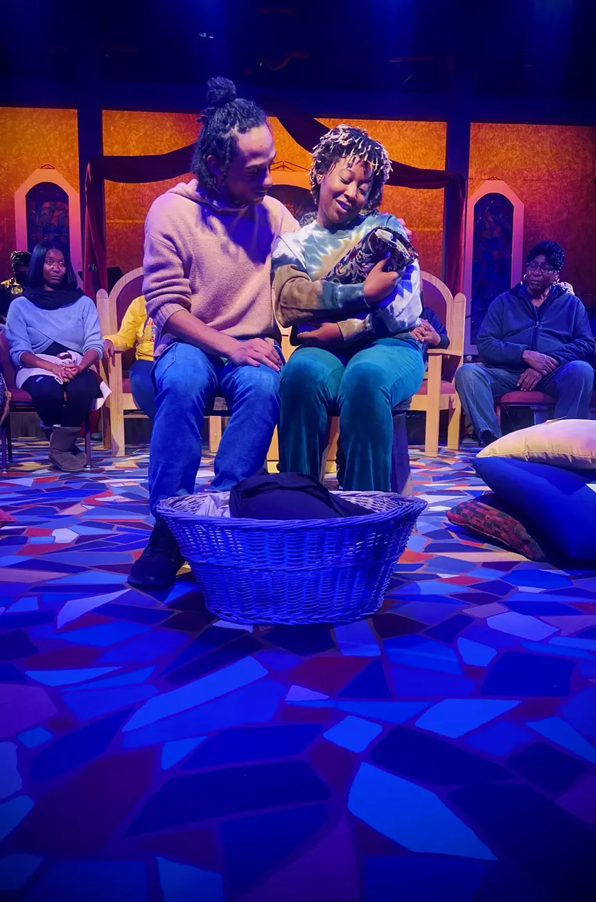 actors rehearsing on stage.