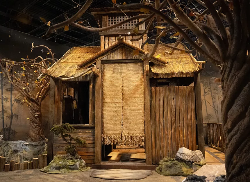 a hut, made from recycled fence