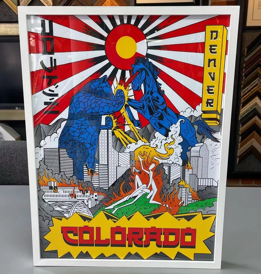 print of Big Blue Bear battling Blucifer