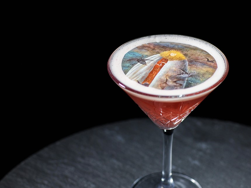 Printed art on a cocktail