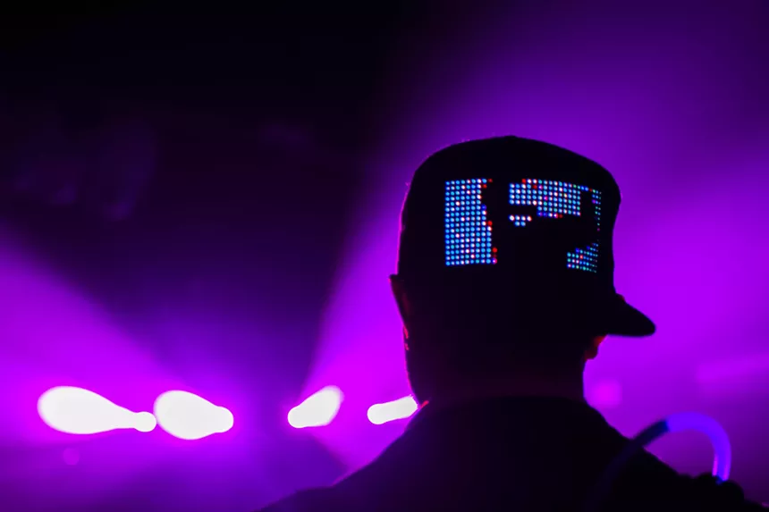 a hat with glow-up designs