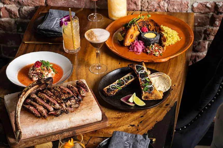 various food on plates