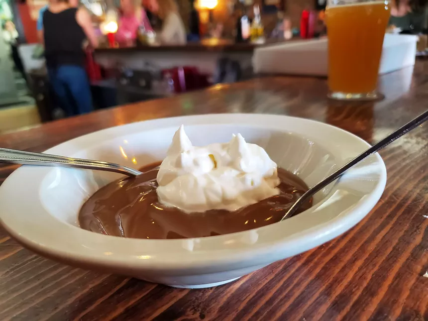 a bowl of chocolate pudding