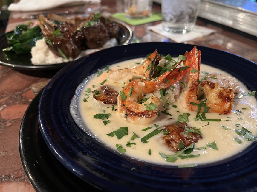 a dish with shrimp