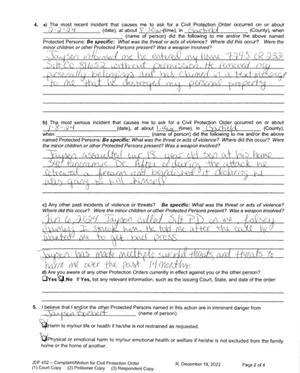 A copy of the restraining order motion filed by Lauren Boebert against her ex-husband, Jayson.