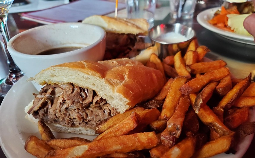 a french dip with french fries