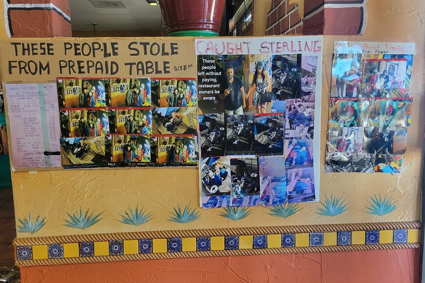 The Wall of Shame at El Tequileño