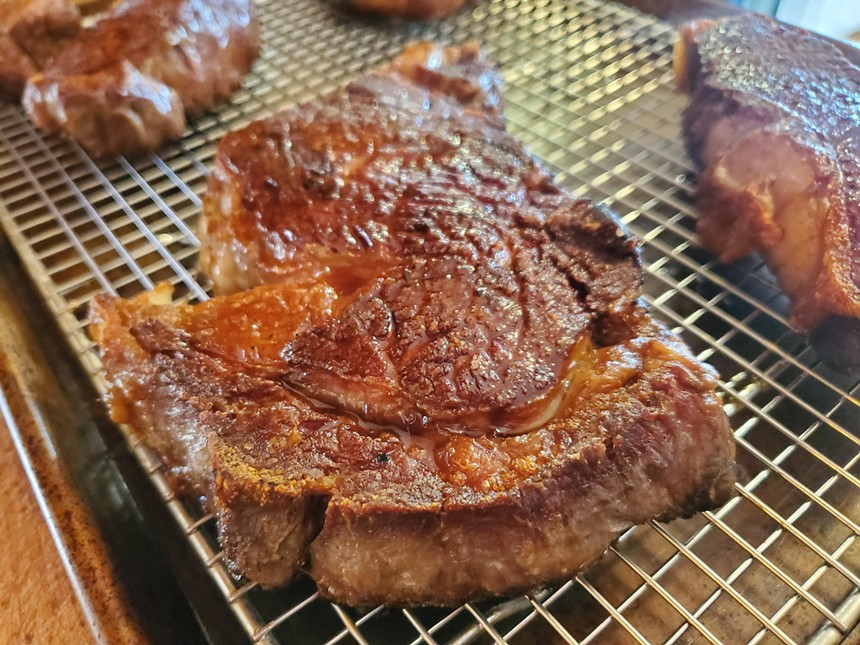 a seared steak