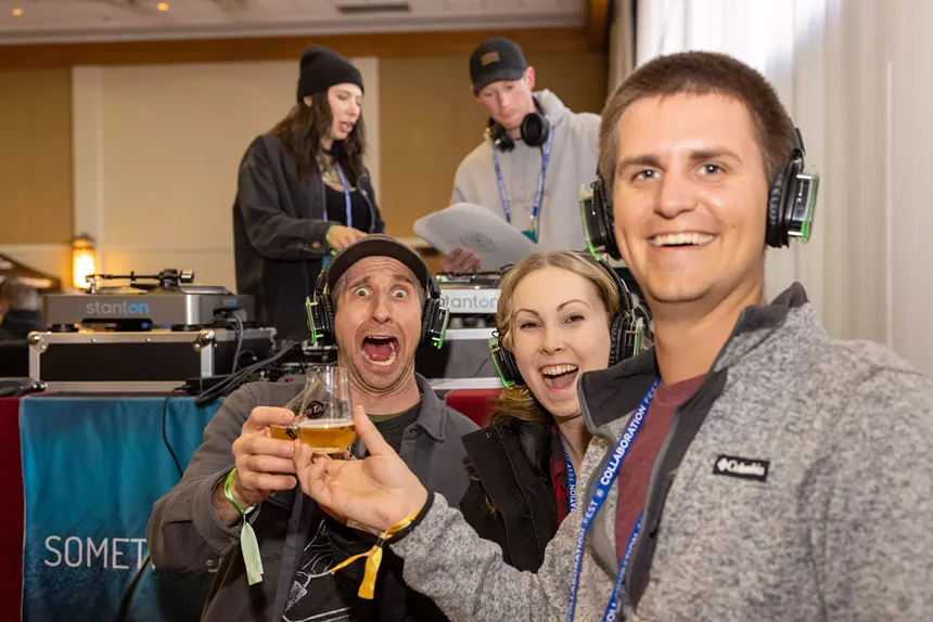 People making funny faces with beer.
