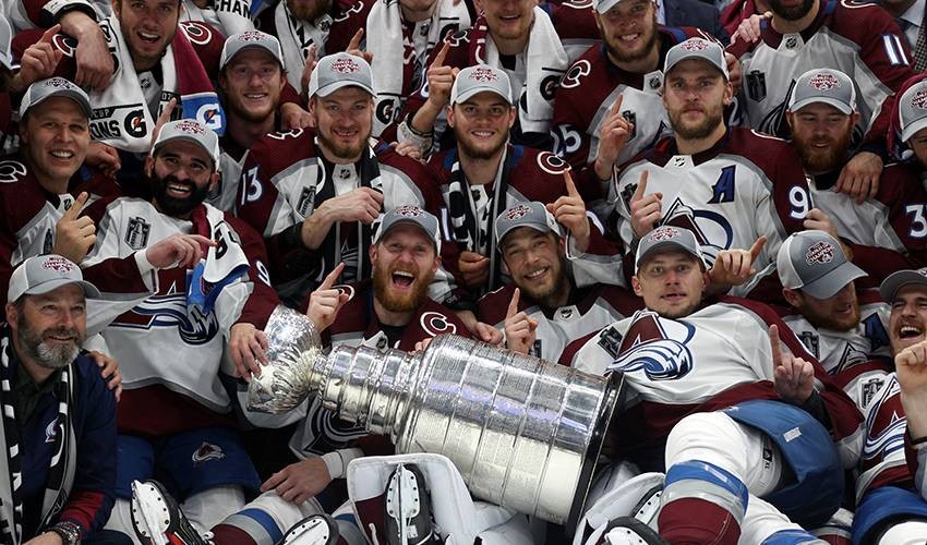 The Colorado Avalanche after winning the 2022 Stanley Cup.