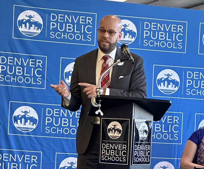 Dr. Alex Marrero, DPS supertintendent, speaking Tuesday, March 19, about the La Raza Report findings.
