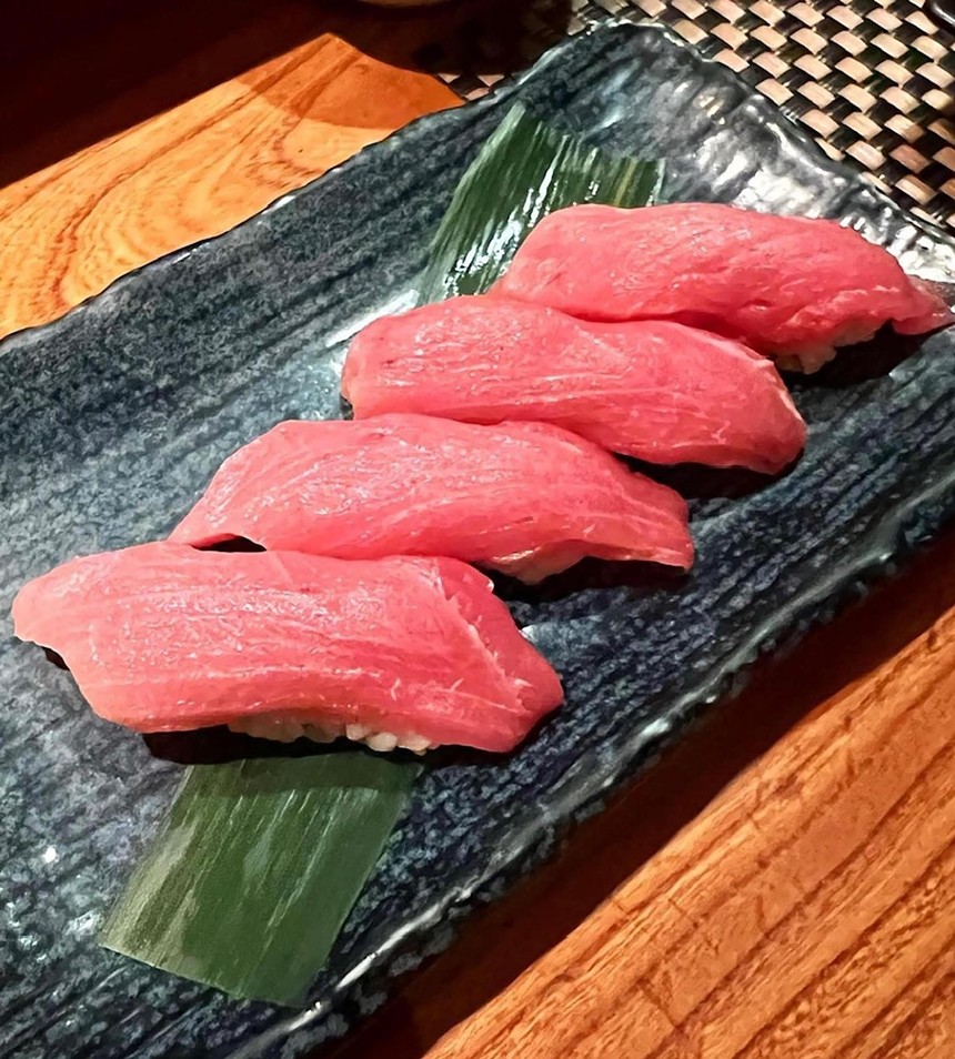 raw tuna sushi on a plate