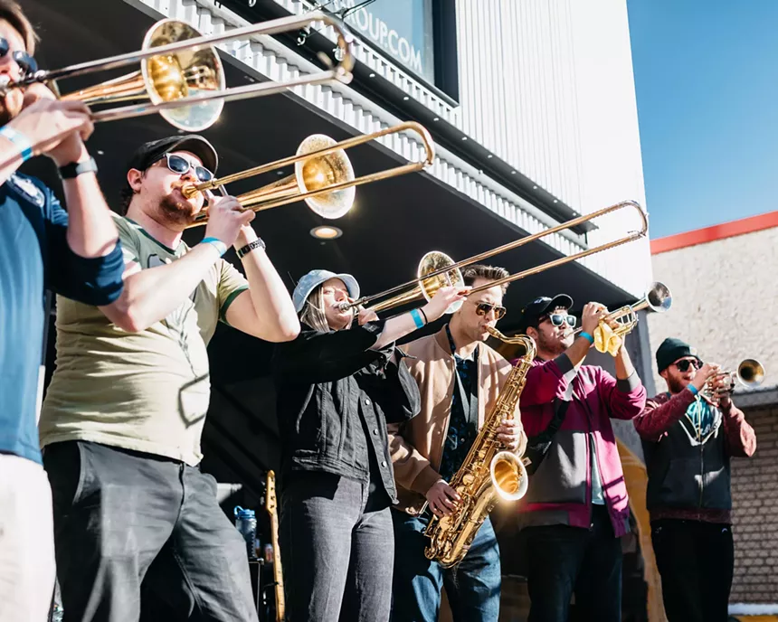 A brass band playing music.