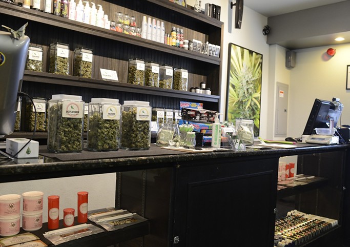 Marijuana dispensary counter in Denver