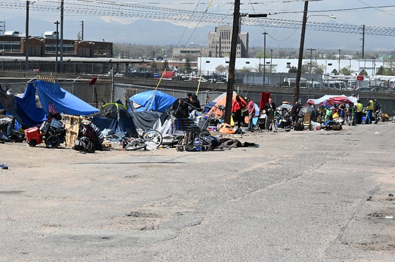 A homeless encampment sweep in denver