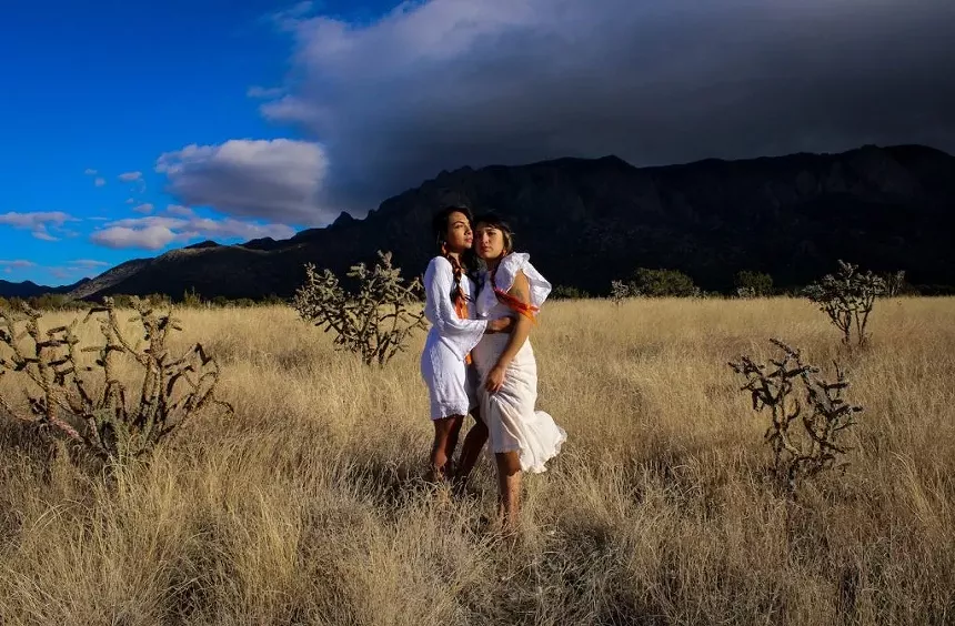 two women in a field