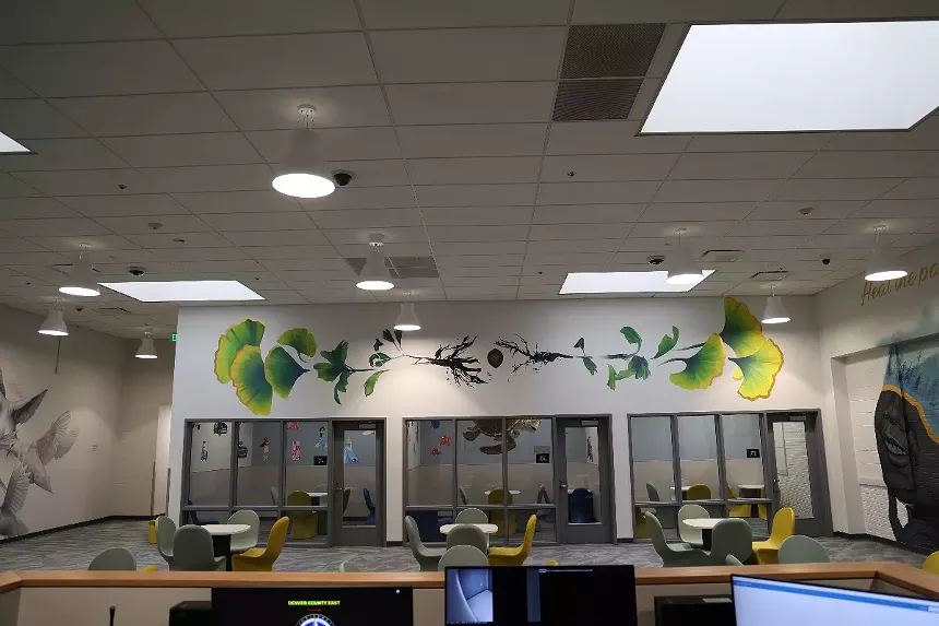 A room in the Denver County Jail allows visitations.