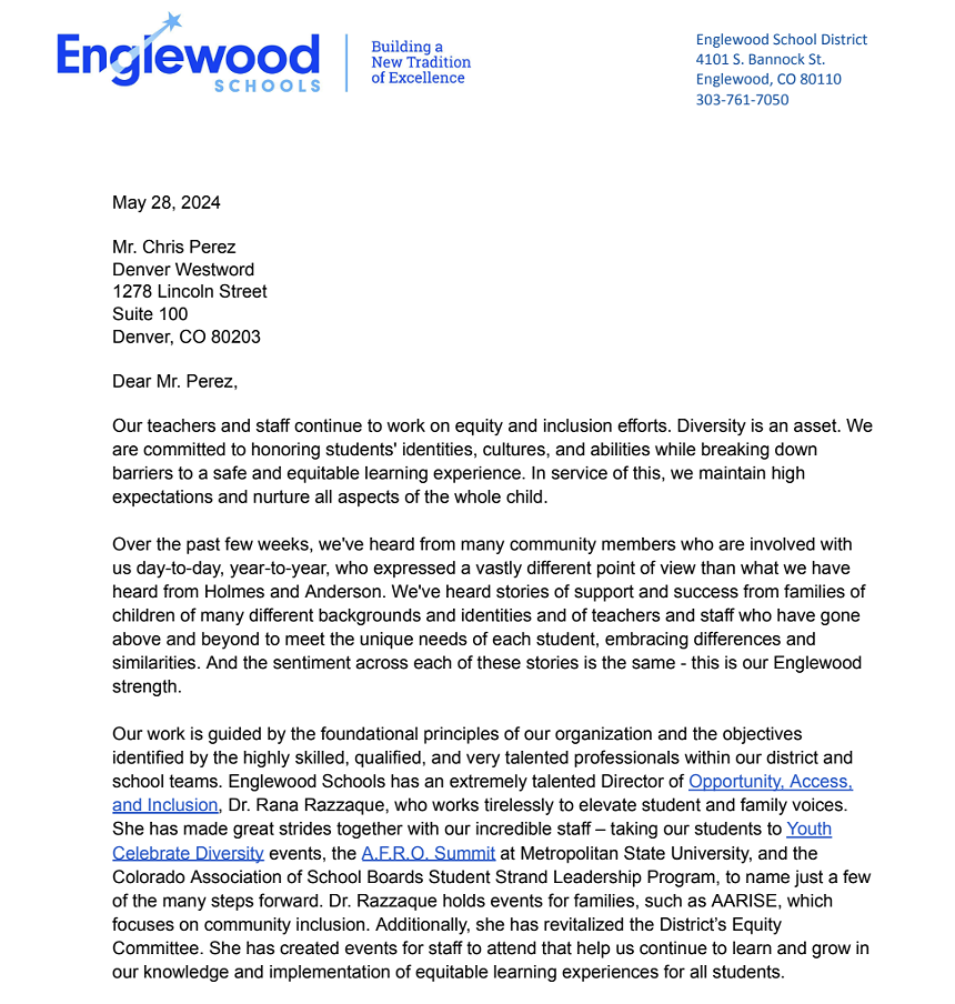 A letter sent in response to a media request.