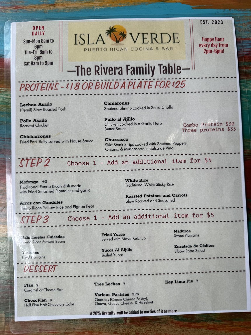a restaurant menu