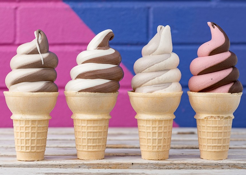 four soft serve cones