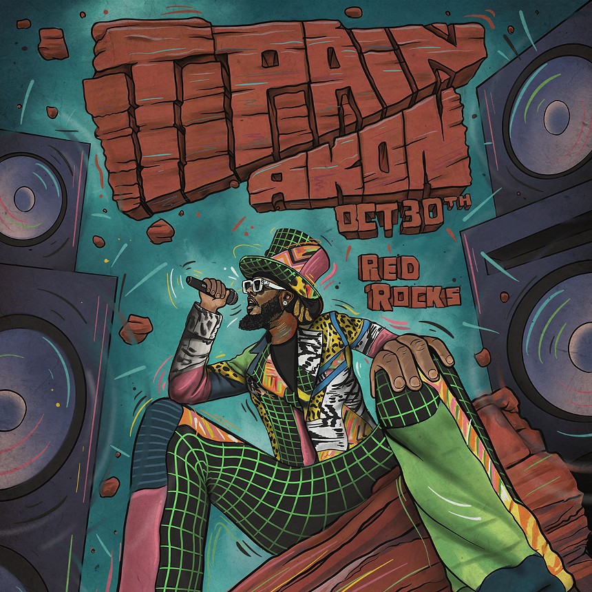poster for t-pain and akon at red rocks