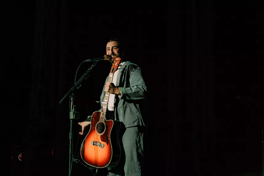 Noah Kahan performing at Fiddler's Green outside Denver