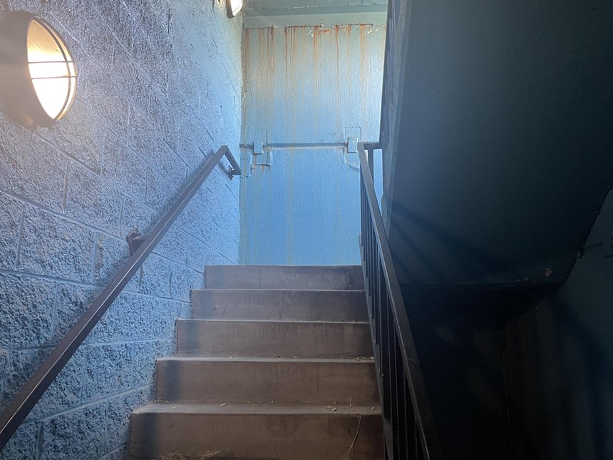 stairwell with light on