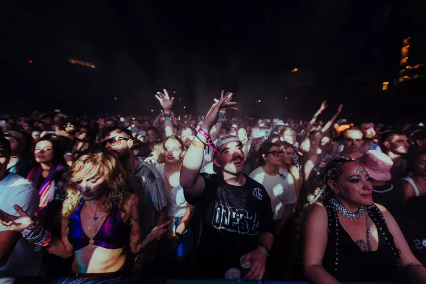 Odesza performing at Folsom Field