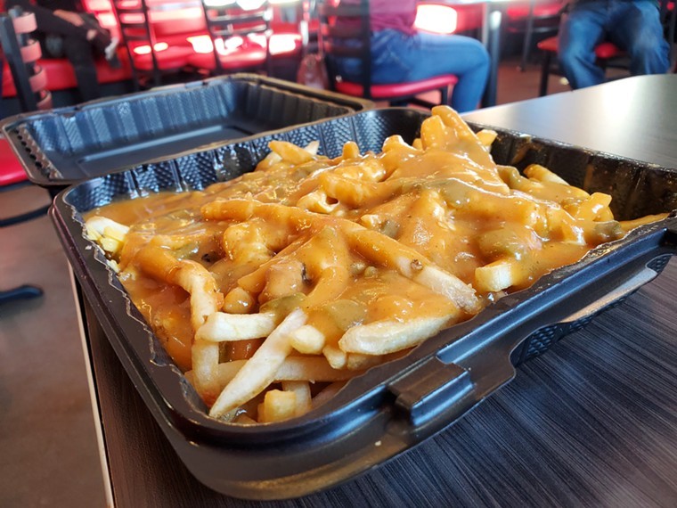 fries topped with green chile and cheese